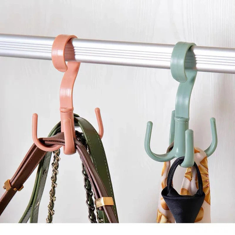 Rotating 4-Claw Hook Rack Multi-Functional Storage Organizers