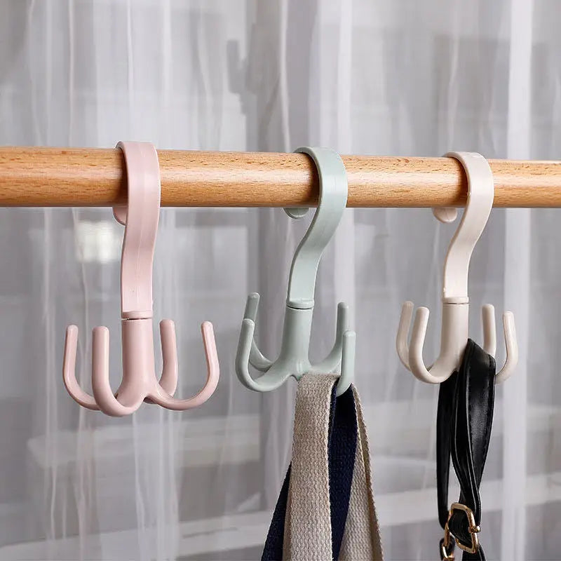 Rotating 4-Claw Hook Rack Multi-Functional Storage Organizers