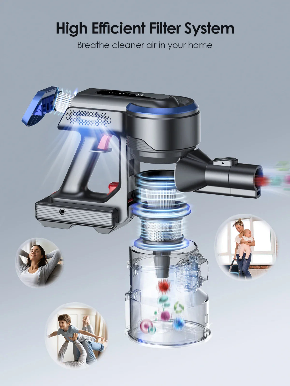Honiture 450W 38Kpa Cordless vacuum clean 55 Mins for smart Home